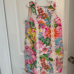 Lilly Pulitzer Pink Floral Kids Dress with Lace